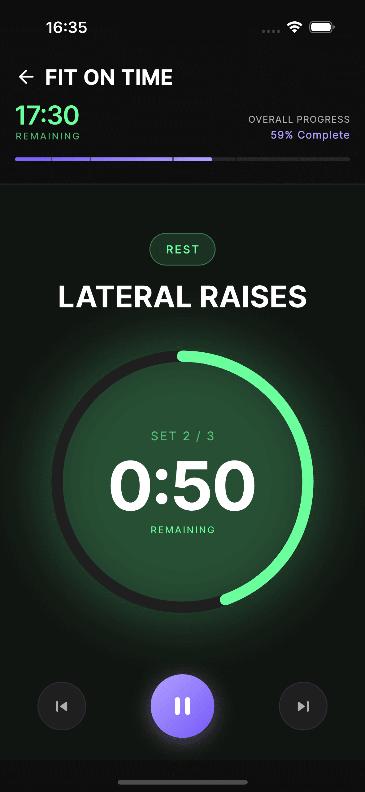 Rest timer between sets